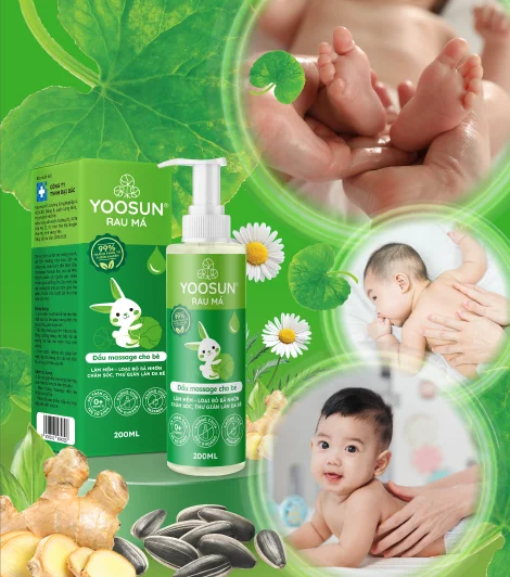 Cách sử dụng dầu massage cho bé Yoosun Rau má