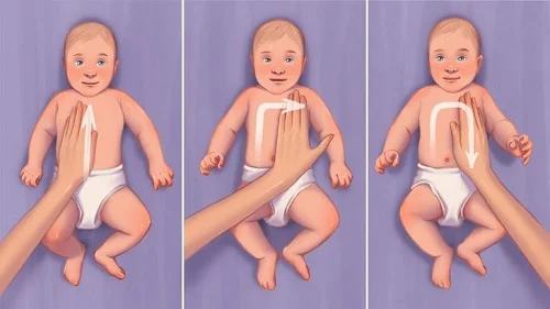 Cách massage cho bé táo bón