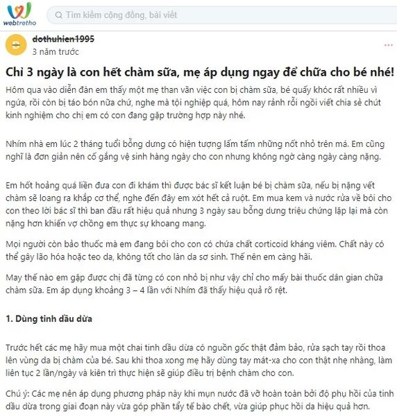 Cách trị chàm sữa webtretho