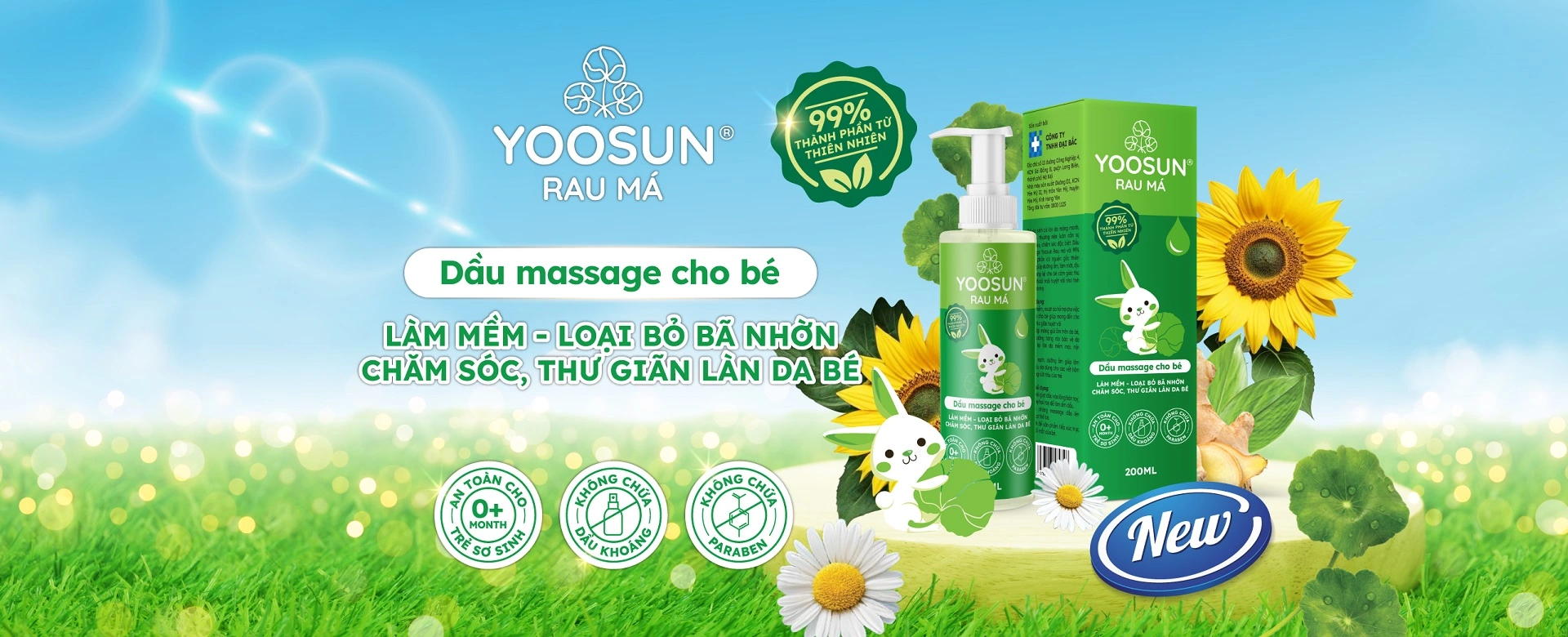 Dầu massage yoosun rau má cho bé